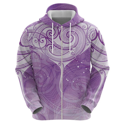 Epilepsy Awareness Maori Aotearoa Hoodie Manta Ray - Purple Glaze - Aussie Hoodie