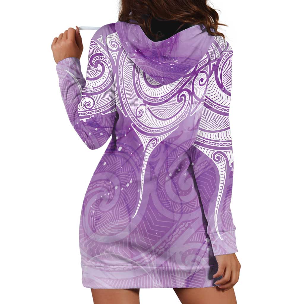 Epilepsy Awareness Maori Aotearoa Hoodie Dress Manta Ray - Purple Glaze - Aussie Hoodie