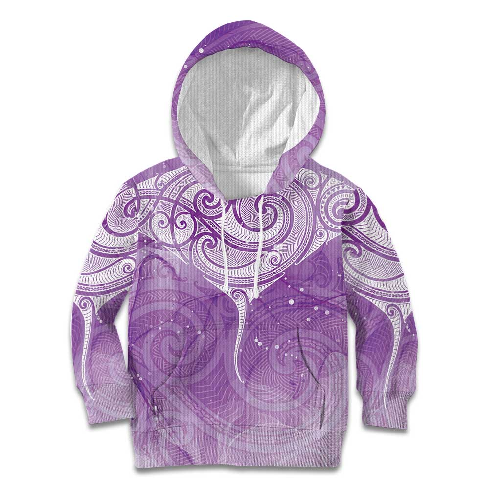 Epilepsy Awareness Maori Aotearoa Kid Hoodie Manta Ray - Purple Glaze - Aussie Hoodie