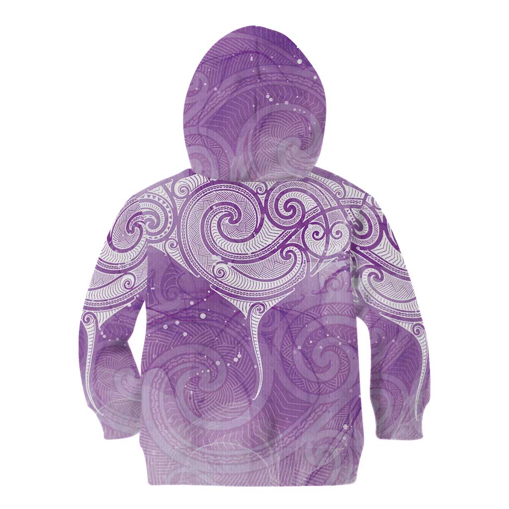 Epilepsy Awareness Maori Aotearoa Kid Hoodie Manta Ray - Purple Glaze - Aussie Hoodie