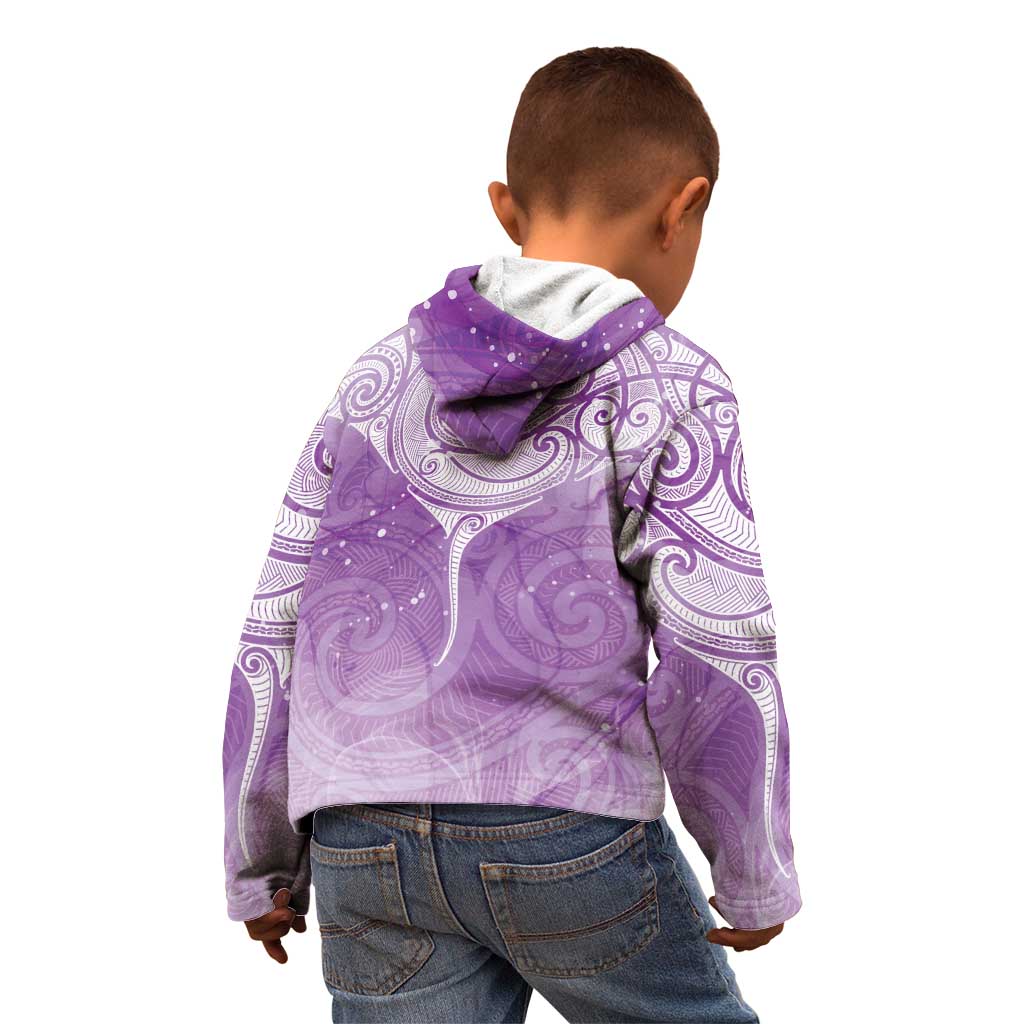 Epilepsy Awareness Maori Aotearoa Kid Hoodie Manta Ray - Purple Glaze - Aussie Hoodie