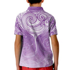 Epilepsy Awareness Maori Aotearoa Kid Polo Shirt Manta Ray - Purple Glaze - Aussie Hoodie