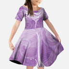 Epilepsy Awareness Maori Aotearoa Kid Short Sleeve Dress Manta Ray - Purple Glaze - Aussie Hoodie