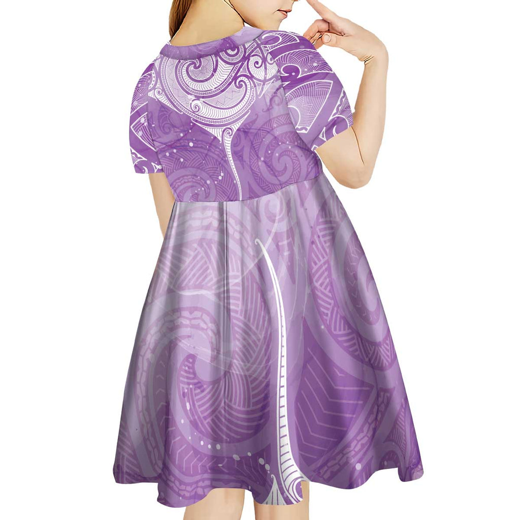Epilepsy Awareness Maori Aotearoa Kid Short Sleeve Dress Manta Ray - Purple Glaze - Aussie Hoodie