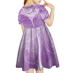 Epilepsy Awareness Maori Aotearoa Kid Short Sleeve Dress Manta Ray - Purple Glaze - Aussie Hoodie