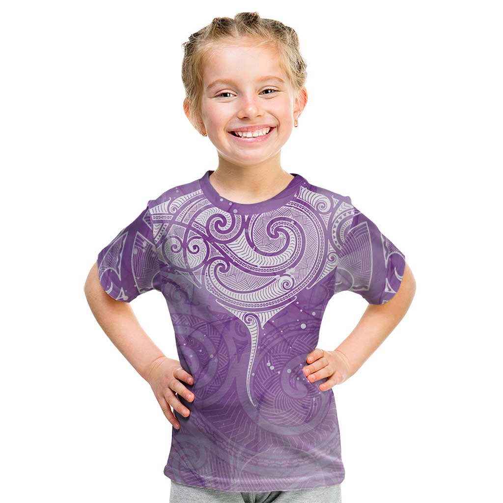 Epilepsy Awareness Maori Aotearoa Kid T Shirt Manta Ray - Purple Glaze - Aussie Hoodie