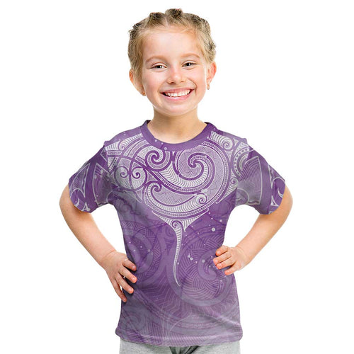 Epilepsy Awareness Maori Aotearoa Kid T Shirt Manta Ray - Purple Glaze - Aussie Hoodie