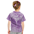Epilepsy Awareness Maori Aotearoa Kid T Shirt Manta Ray - Purple Glaze - Aussie Hoodie