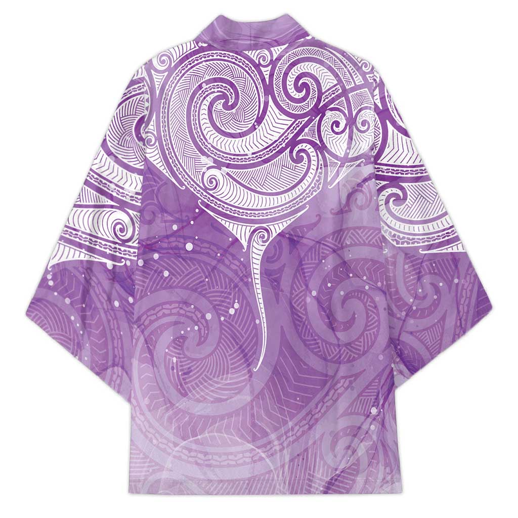 Epilepsy Awareness Maori Aotearoa Kimono Manta Ray - Purple Glaze - Aussie Hoodie