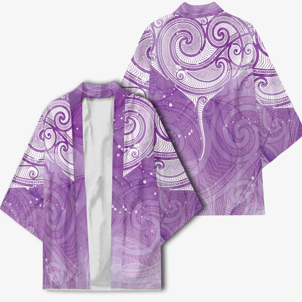 Epilepsy Awareness Maori Aotearoa Kimono Manta Ray - Purple Glaze - Aussie Hoodie