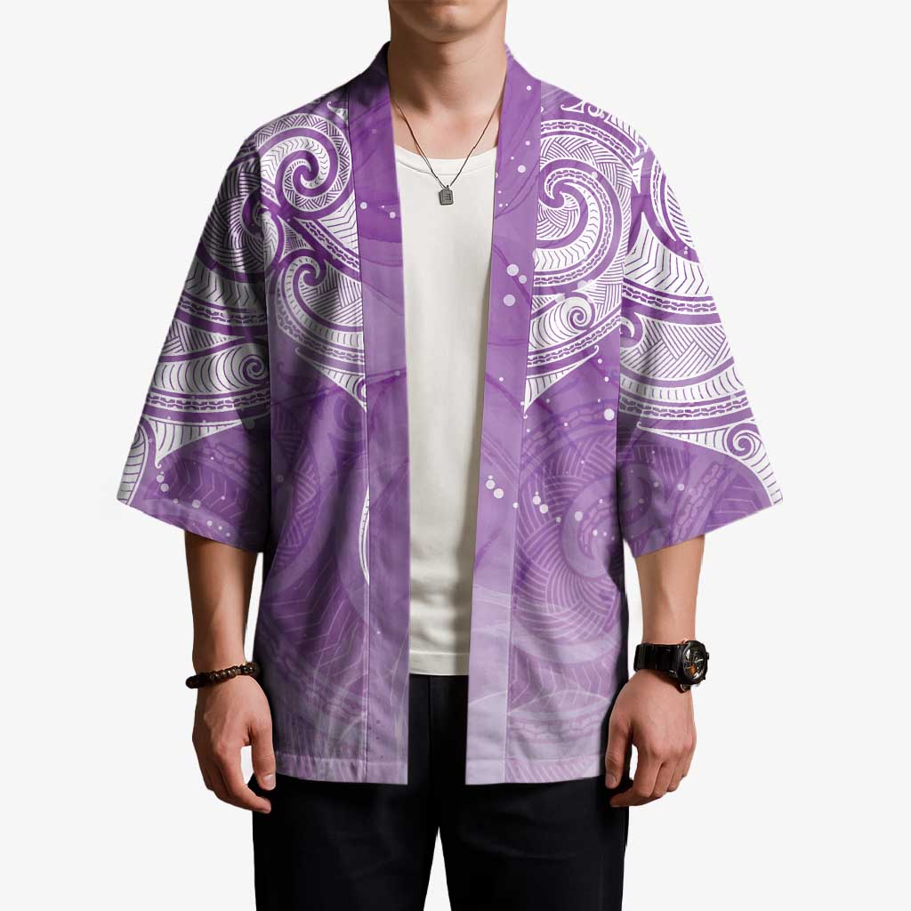 Epilepsy Awareness Maori Aotearoa Kimono Manta Ray - Purple Glaze - Aussie Hoodie