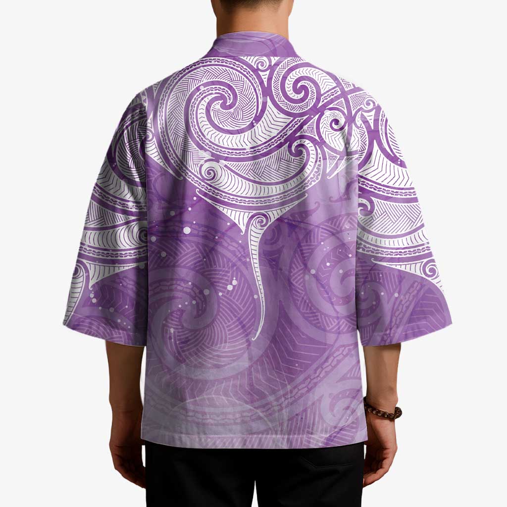 Epilepsy Awareness Maori Aotearoa Kimono Manta Ray - Purple Glaze - Aussie Hoodie