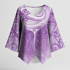 Epilepsy Awareness Maori Aotearoa Kimono Sleeve Blouse Manta Ray - Purple Glaze - Aussie Hoodie