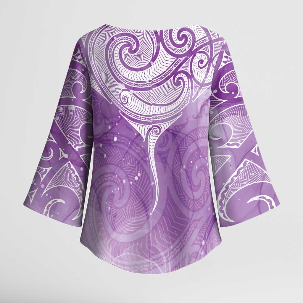 Epilepsy Awareness Maori Aotearoa Kimono Sleeve Blouse Manta Ray - Purple Glaze - Aussie Hoodie
