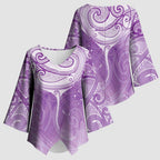 Epilepsy Awareness Maori Aotearoa Kimono Sleeve Blouse Manta Ray - Purple Glaze - Aussie Hoodie