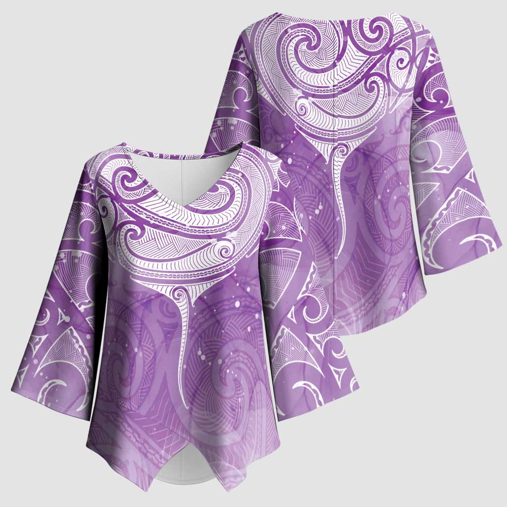 Epilepsy Awareness Maori Aotearoa Kimono Sleeve Blouse Manta Ray - Purple Glaze - Aussie Hoodie