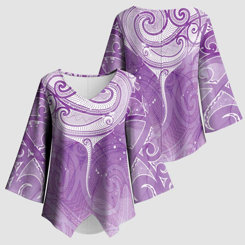 Epilepsy Awareness Maori Aotearoa Kimono Sleeve Blouse Manta Ray - Purple Glaze - Aussie Hoodie