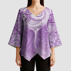 Epilepsy Awareness Maori Aotearoa Kimono Sleeve Blouse Manta Ray - Purple Glaze - Aussie Hoodie