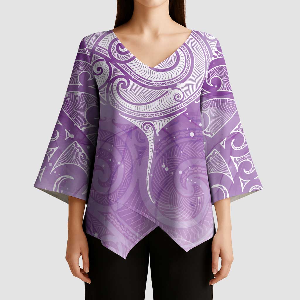 Epilepsy Awareness Maori Aotearoa Kimono Sleeve Blouse Manta Ray - Purple Glaze - Aussie Hoodie