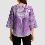 Epilepsy Awareness Maori Aotearoa Kimono Sleeve Blouse Manta Ray - Purple Glaze - Aussie Hoodie