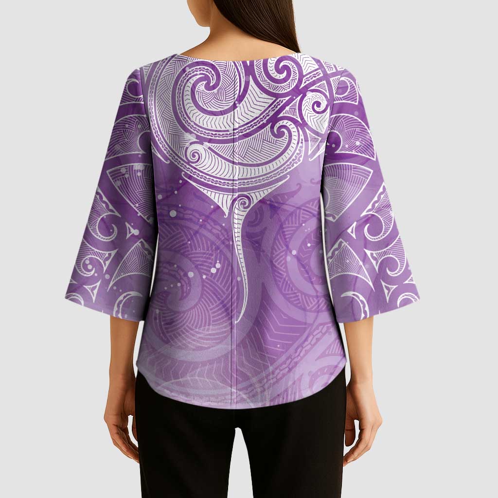 Epilepsy Awareness Maori Aotearoa Kimono Sleeve Blouse Manta Ray - Purple Glaze - Aussie Hoodie