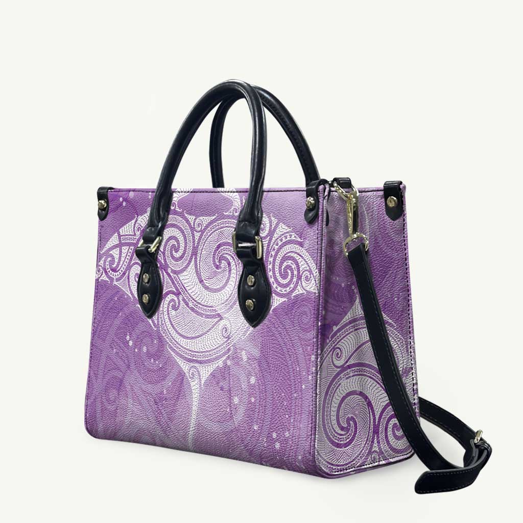 Epilepsy Awareness Maori Aotearoa Leather Bag Manta Ray - Purple Glaze - Aussie Hoodie
