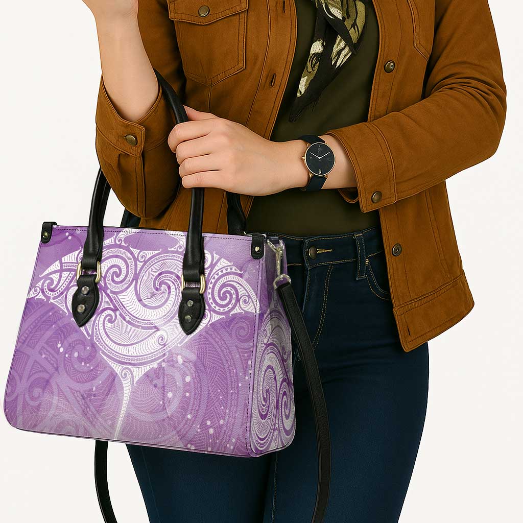 Epilepsy Awareness Maori Aotearoa Leather Bag Manta Ray - Purple Glaze - Aussie Hoodie