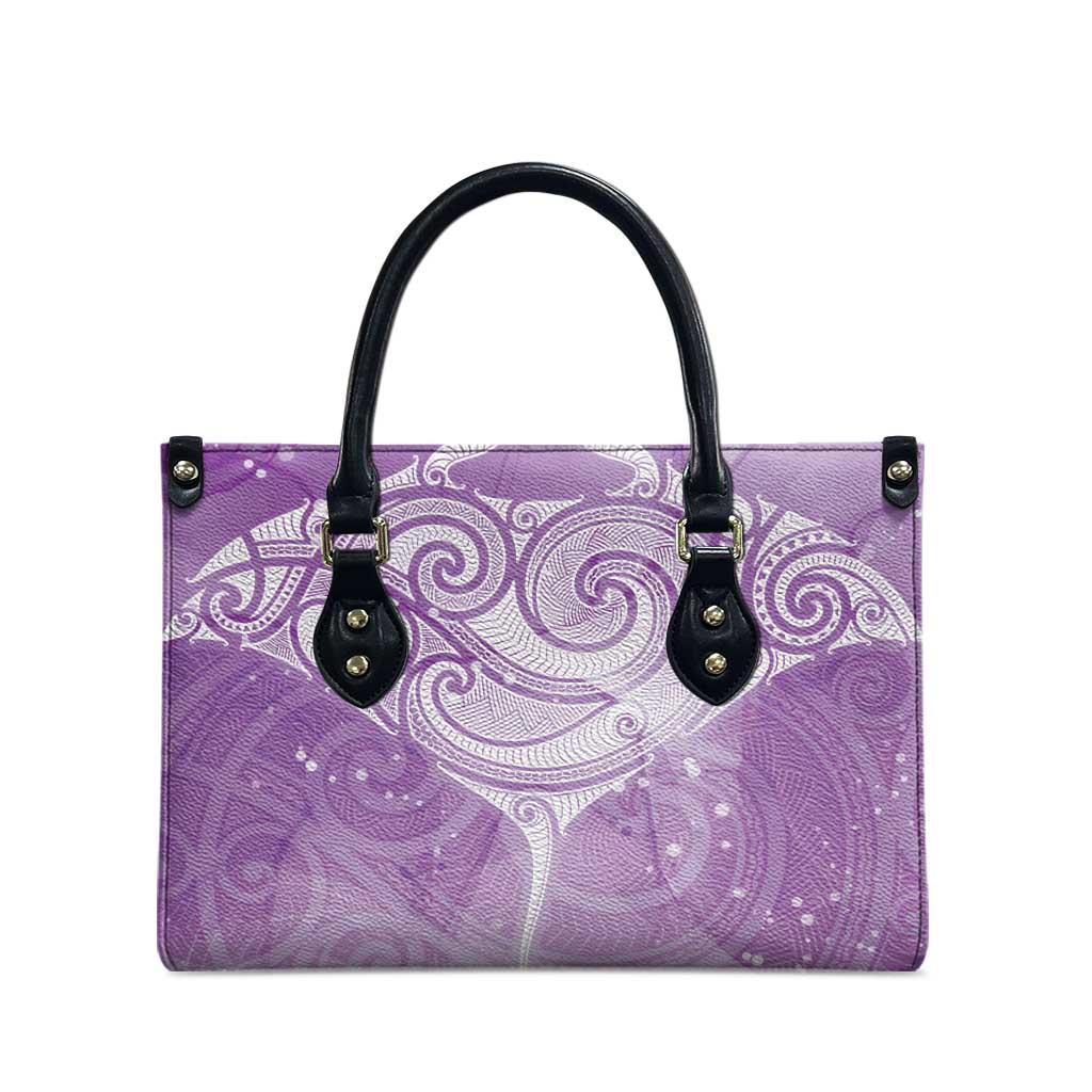 Epilepsy Awareness Maori Aotearoa Leather Bag Manta Ray - Purple Glaze - Aussie Hoodie