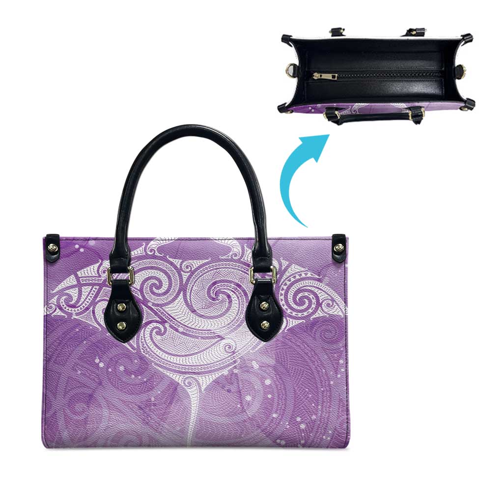Epilepsy Awareness Maori Aotearoa Leather Bag Manta Ray - Purple Glaze - Aussie Hoodie