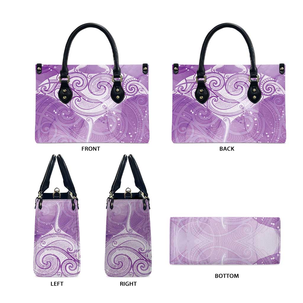 Epilepsy Awareness Maori Aotearoa Leather Bag Manta Ray - Purple Glaze - Aussie Hoodie