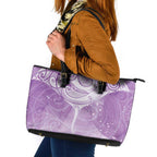 Epilepsy Awareness Maori Aotearoa Leather Tote Bag Manta Ray - Purple Glaze - Aussie Hoodie