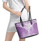 Epilepsy Awareness Maori Aotearoa Leather Tote Bag Manta Ray - Purple Glaze - Aussie Hoodie