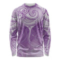 Epilepsy Awareness Maori Aotearoa Long Sleeve Shirt Manta Ray - Purple Glaze - Aussie Hoodie
