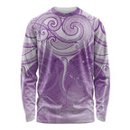 Epilepsy Awareness Maori Aotearoa Long Sleeve Shirt Manta Ray - Purple Glaze - Aussie Hoodie