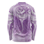 Epilepsy Awareness Maori Aotearoa Long Sleeve Shirt Manta Ray - Purple Glaze - Aussie Hoodie