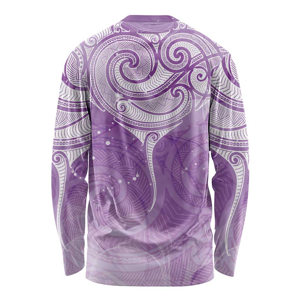 Epilepsy Awareness Maori Aotearoa Long Sleeve Shirt Manta Ray - Purple Glaze - Aussie Hoodie