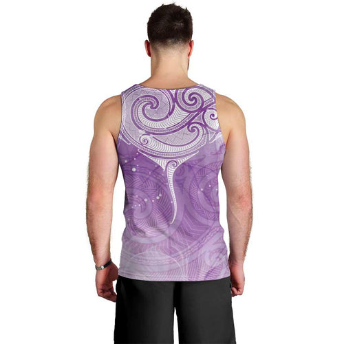 Epilepsy Awareness Maori Aotearoa Men Tank Top Manta Ray - Purple Glaze - Aussie Hoodie