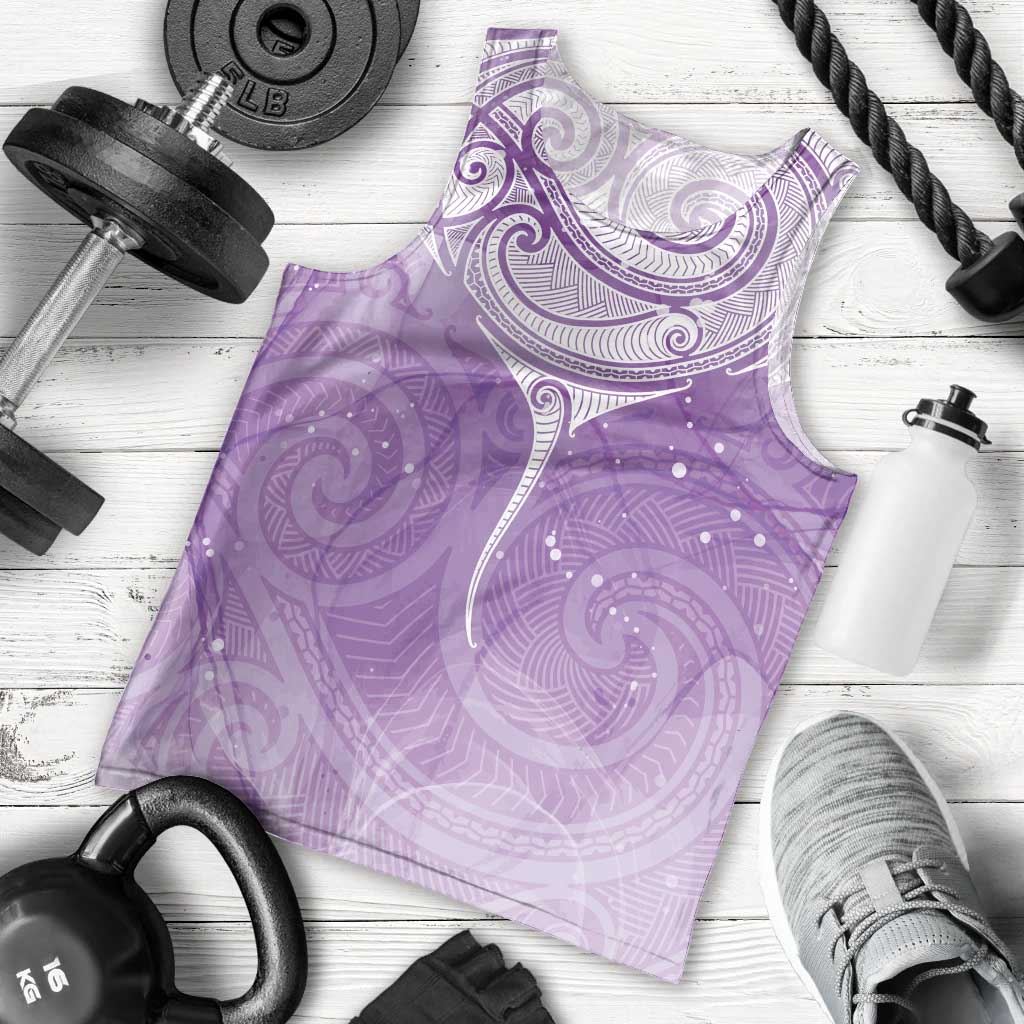 Epilepsy Awareness Maori Aotearoa Men Tank Top Manta Ray - Purple Glaze - Aussie Hoodie