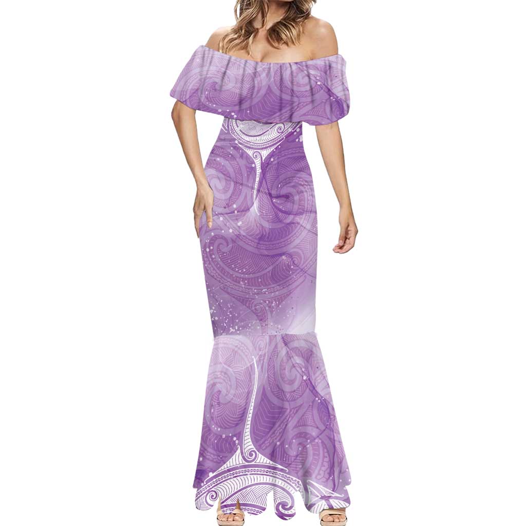 Epilepsy Awareness Maori Aotearoa Mermaid Dress Manta Ray - Purple Glaze - Aussie Hoodie