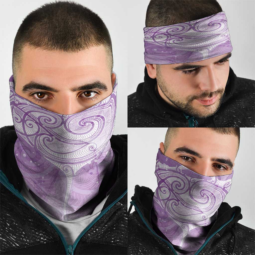 Epilepsy Awareness Maori Aotearoa Neck Gaiter Manta Ray - Purple Glaze - Aussie Hoodie