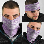 Epilepsy Awareness Maori Aotearoa Neck Gaiter Manta Ray - Purple Glaze - Aussie Hoodie