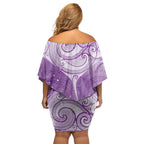 Epilepsy Awareness Maori Aotearoa Off Shoulder Short Dress Manta Ray - Purple Glaze - Aussie Hoodie