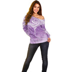 Epilepsy Awareness Maori Aotearoa Off Shoulder Sweater Manta Ray - Purple Glaze - Aussie Hoodie