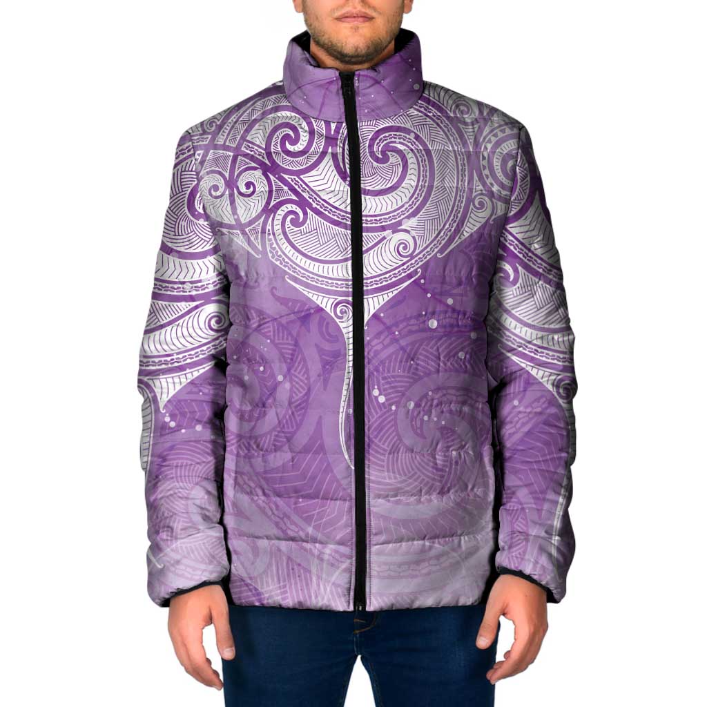 Epilepsy Awareness Maori Aotearoa Padded Jacket Manta Ray - Purple Glaze - Aussie Hoodie