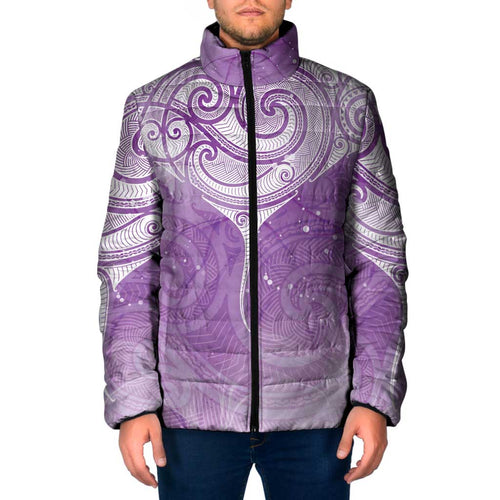 Epilepsy Awareness Maori Aotearoa Padded Jacket Manta Ray - Purple Glaze - Aussie Hoodie