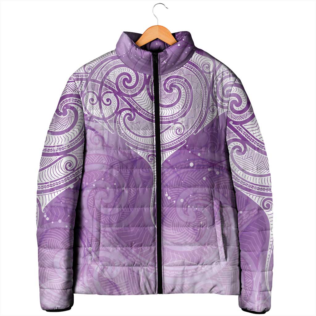 Epilepsy Awareness Maori Aotearoa Padded Jacket Manta Ray - Purple Glaze - Aussie Hoodie