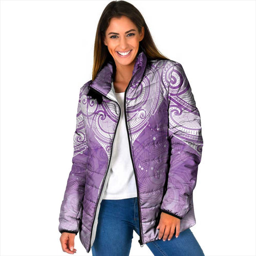Epilepsy Awareness Maori Aotearoa Padded Jacket Manta Ray - Purple Glaze - Aussie Hoodie