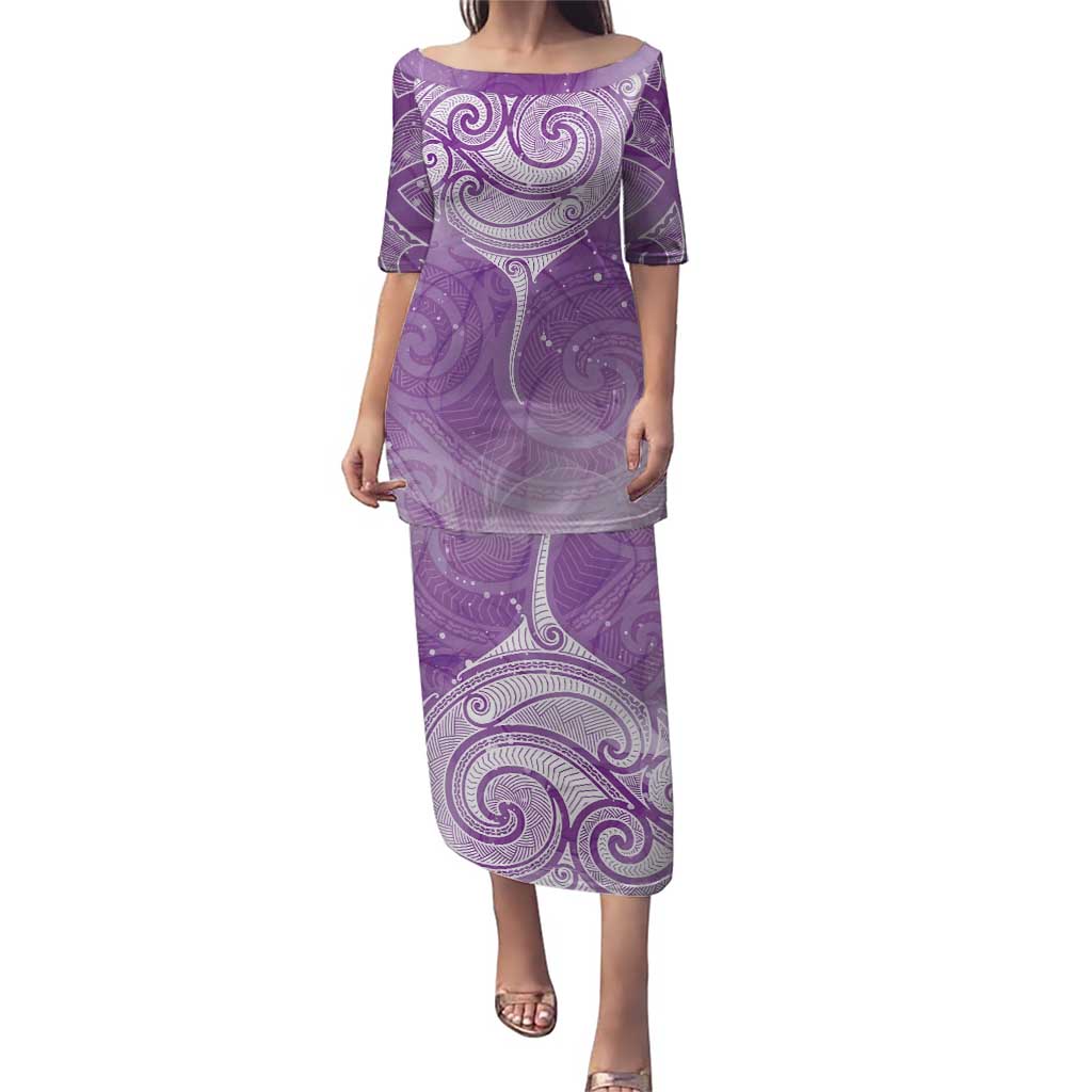 Epilepsy Awareness Maori Aotearoa Puletasi Manta Ray - Purple Glaze - Aussie Hoodie