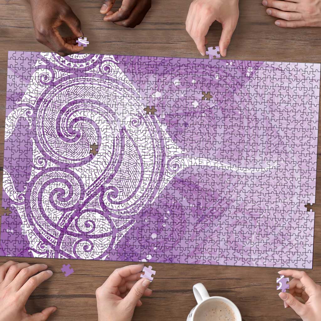 Epilepsy Awareness Maori Aotearoa Puzzle Manta Ray - Purple Glaze - Aussie Hoodie