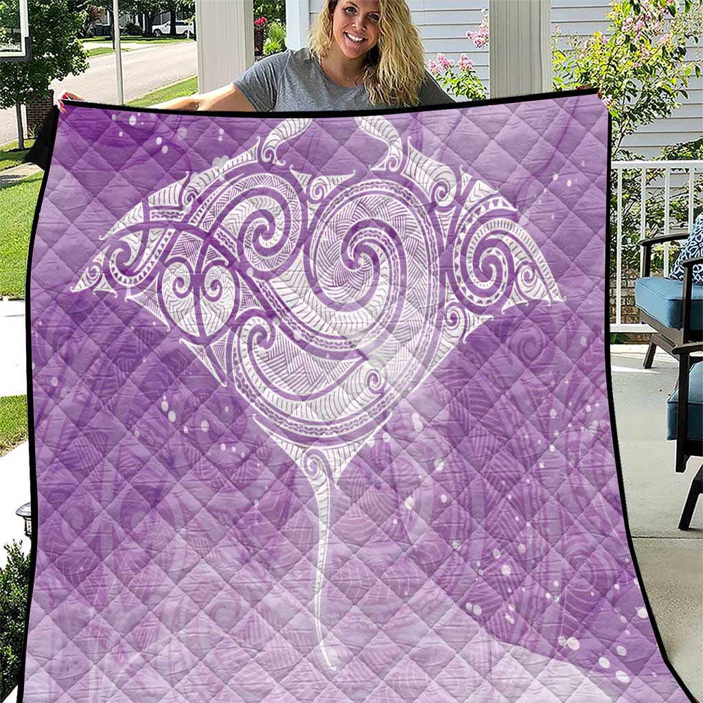 Epilepsy Awareness Maori Aotearoa Quilt Manta Ray - Purple Glaze - Aussie Hoodie